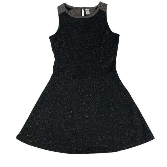 Old Navy Women's S Petite Knit Fit & Flare Dress Black Sparkle Sleeveless - Picture 1 of 10